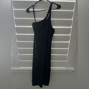 Aerie Chic Black One-Shoulder Dress